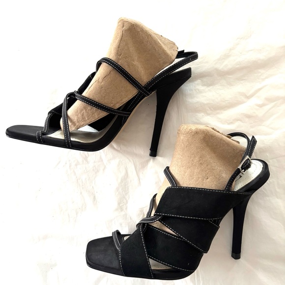 NWOT Zara Saldi Black High-Heeled Sandals Sleek Straps SZ 5 - Picture 10 of 16